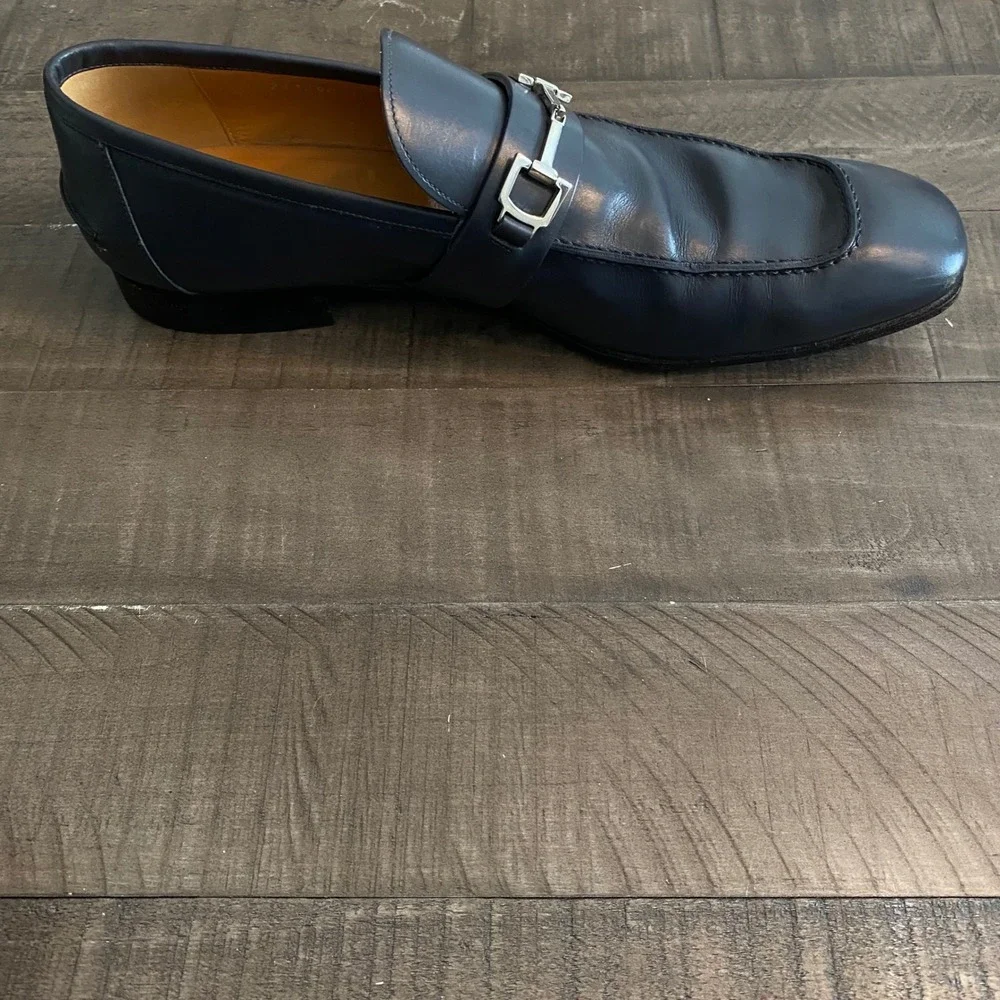 Gucci Mens Navy Blue Leather Horsebit Loafers 247490 Size 10.5